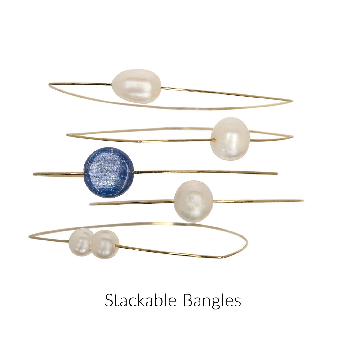 Triangle Bangle with White Biwa Pearl