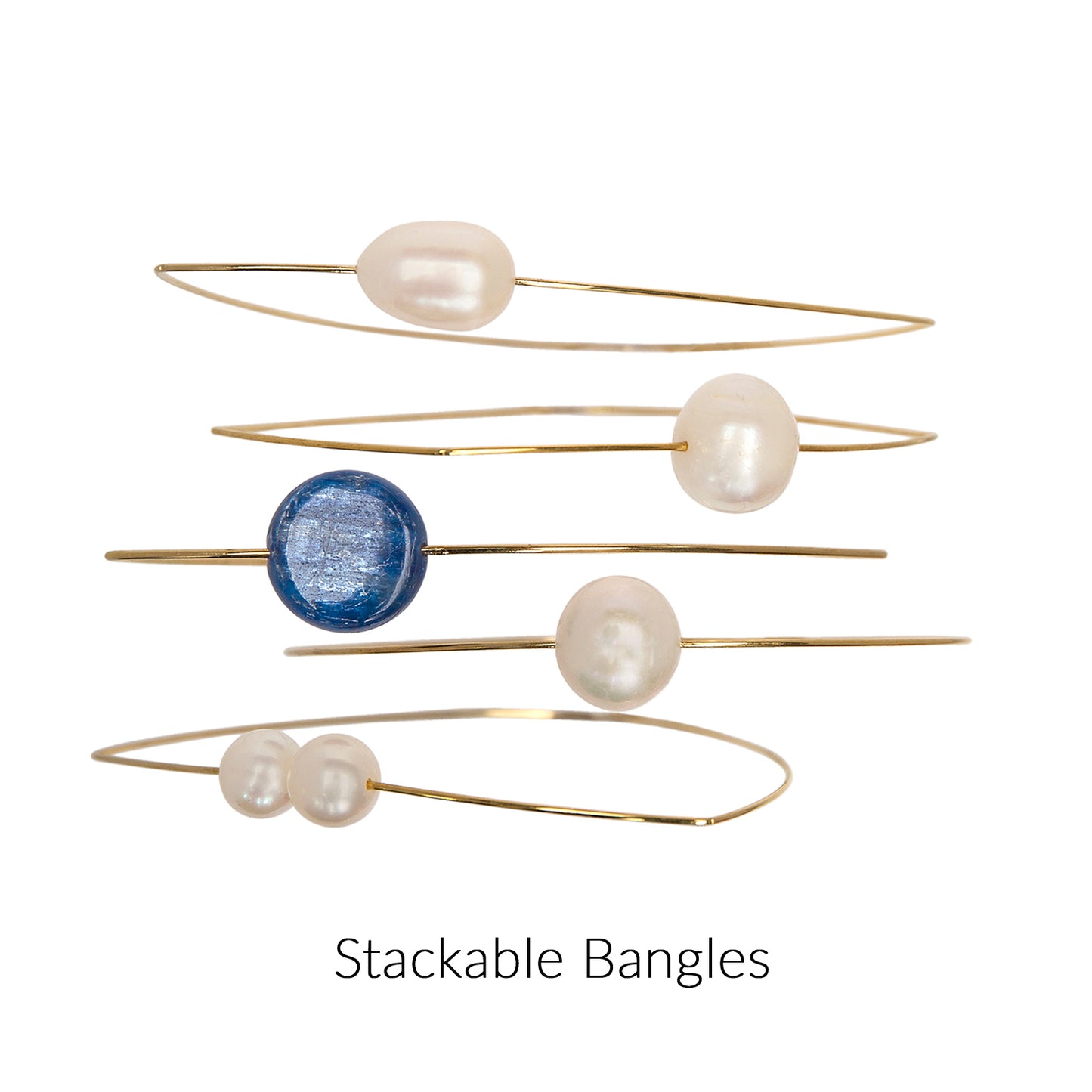 Pointed Curve Bangle with Round Freshwater Pearl