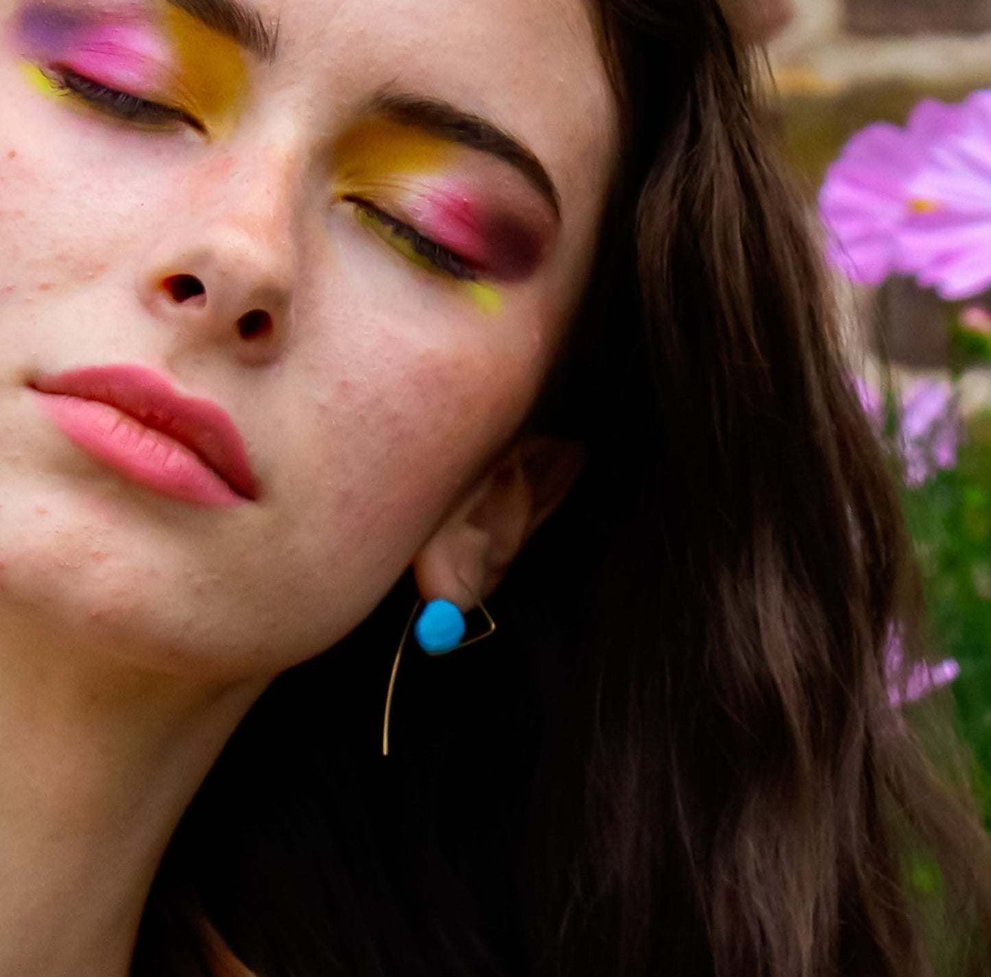 Medium Triangle Twist Earrings with hand-cut precious gems