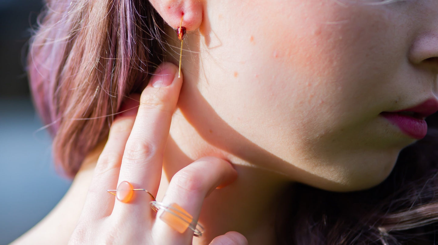 Square Ring with Peach Moonstone