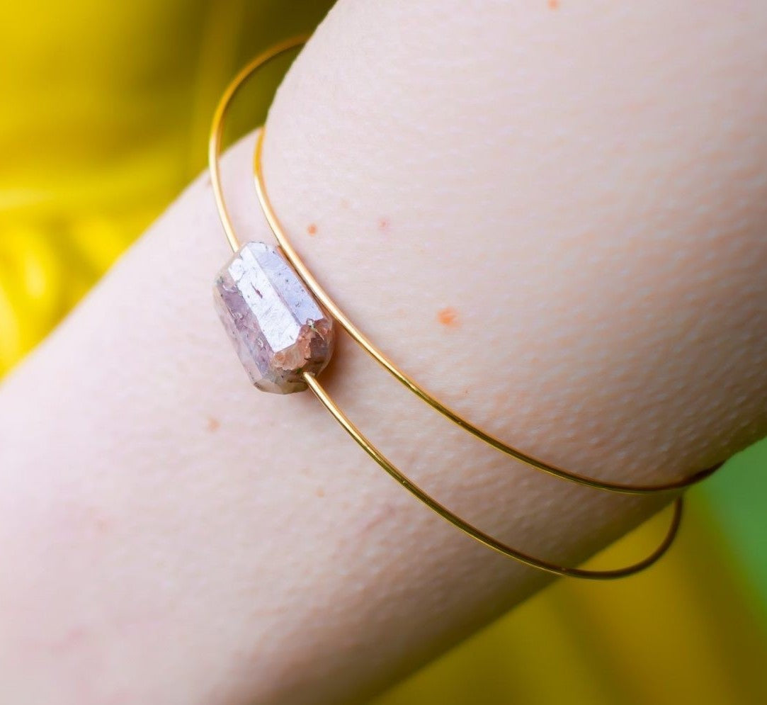 Square Wrap Bangle with hand-cut Gemstones