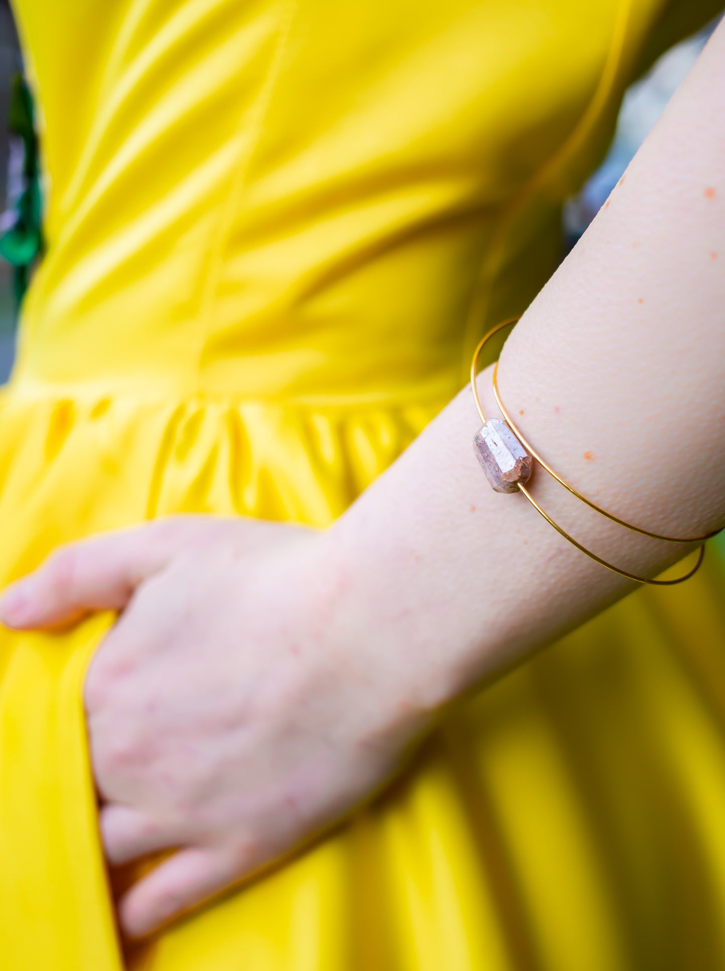 Circle Atomic Bangle with hand-cut Gemstones