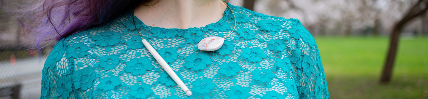 Square Asymmetric Neckwire with gorgeous hand cut Rose Quartz