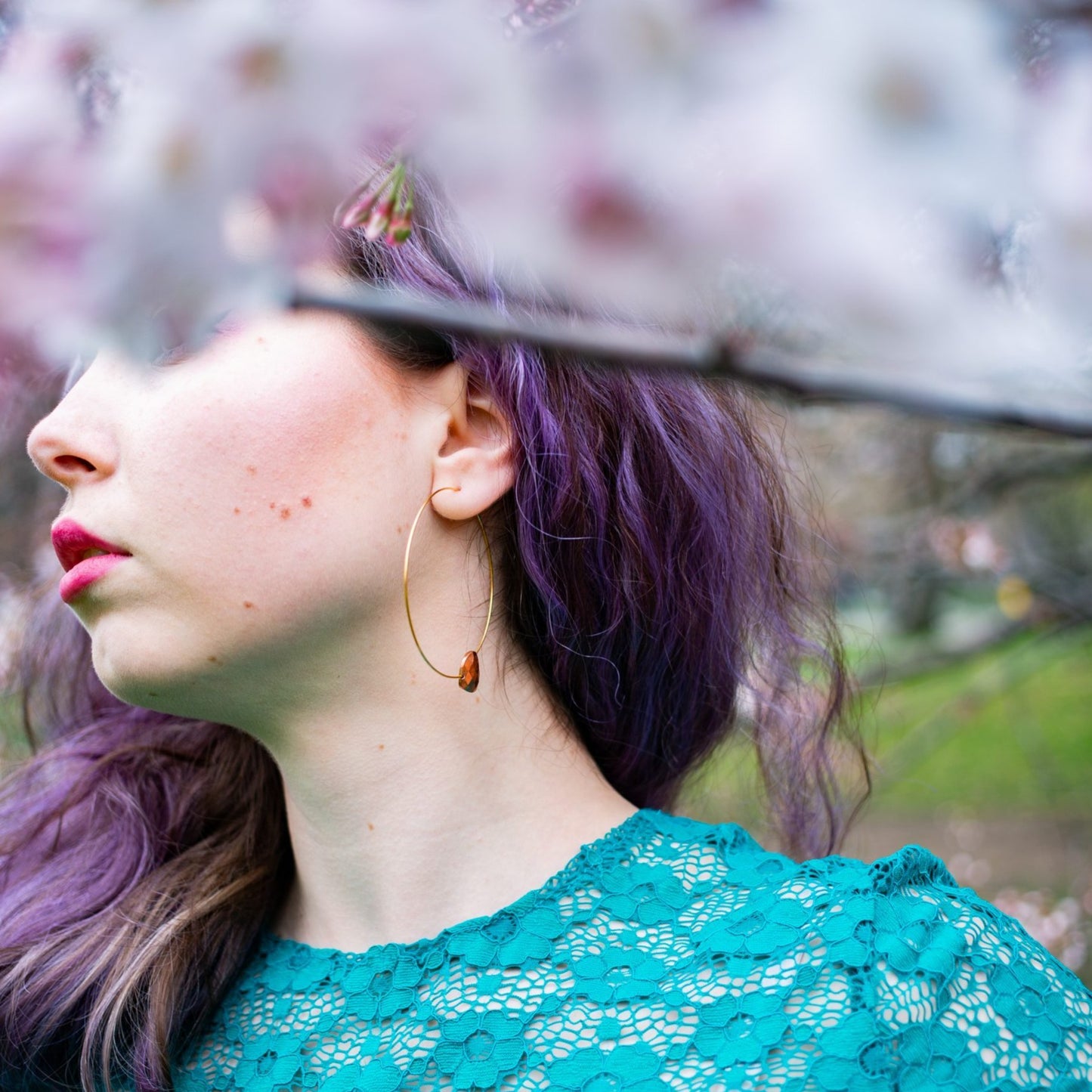 Medium Round Hoops with Gemstones - marvellous metallic & neutral colours