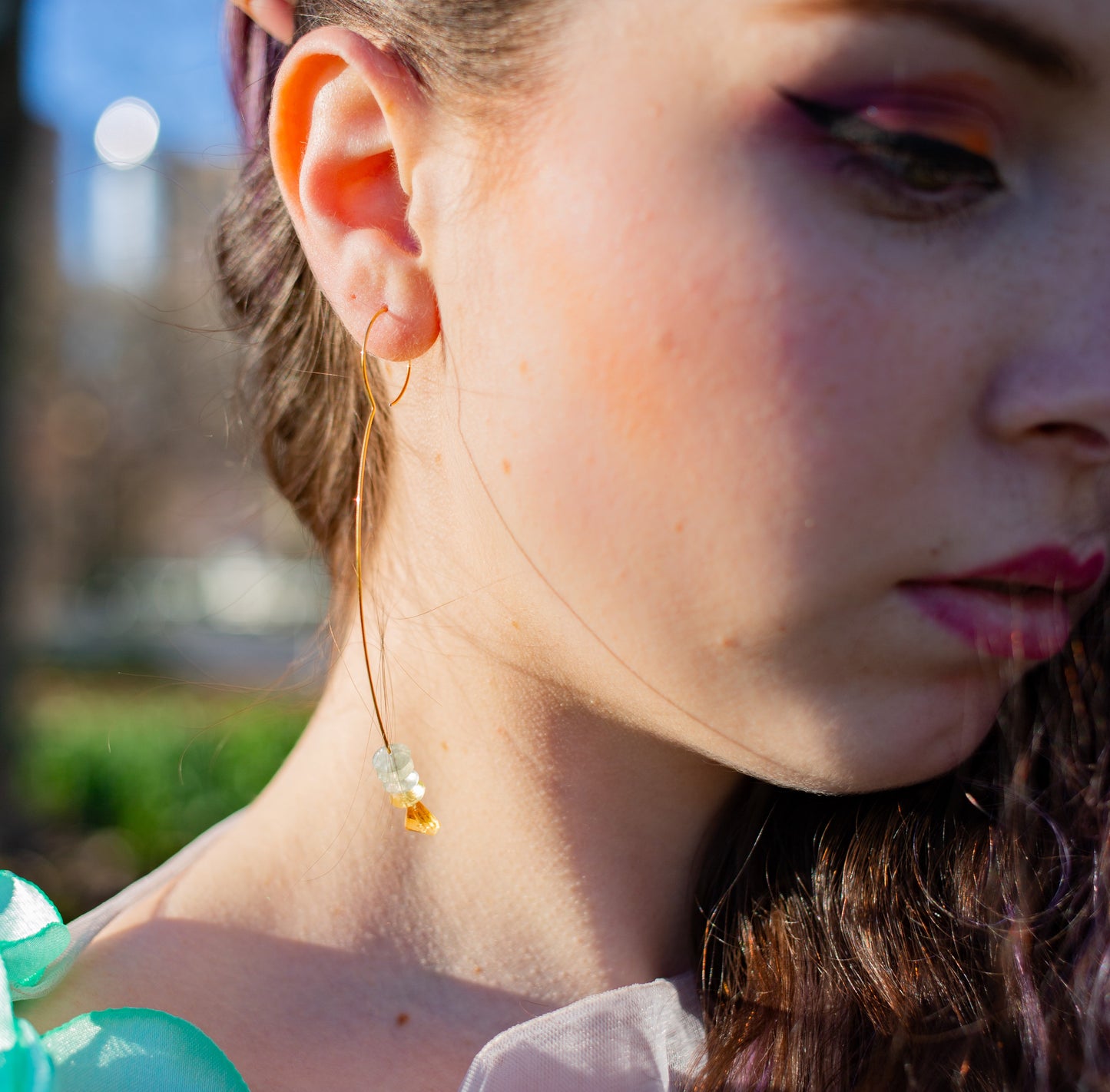 Medium Drop Earrings with Purple Amethyst Gemstone and Freshwater Pearls with colour options