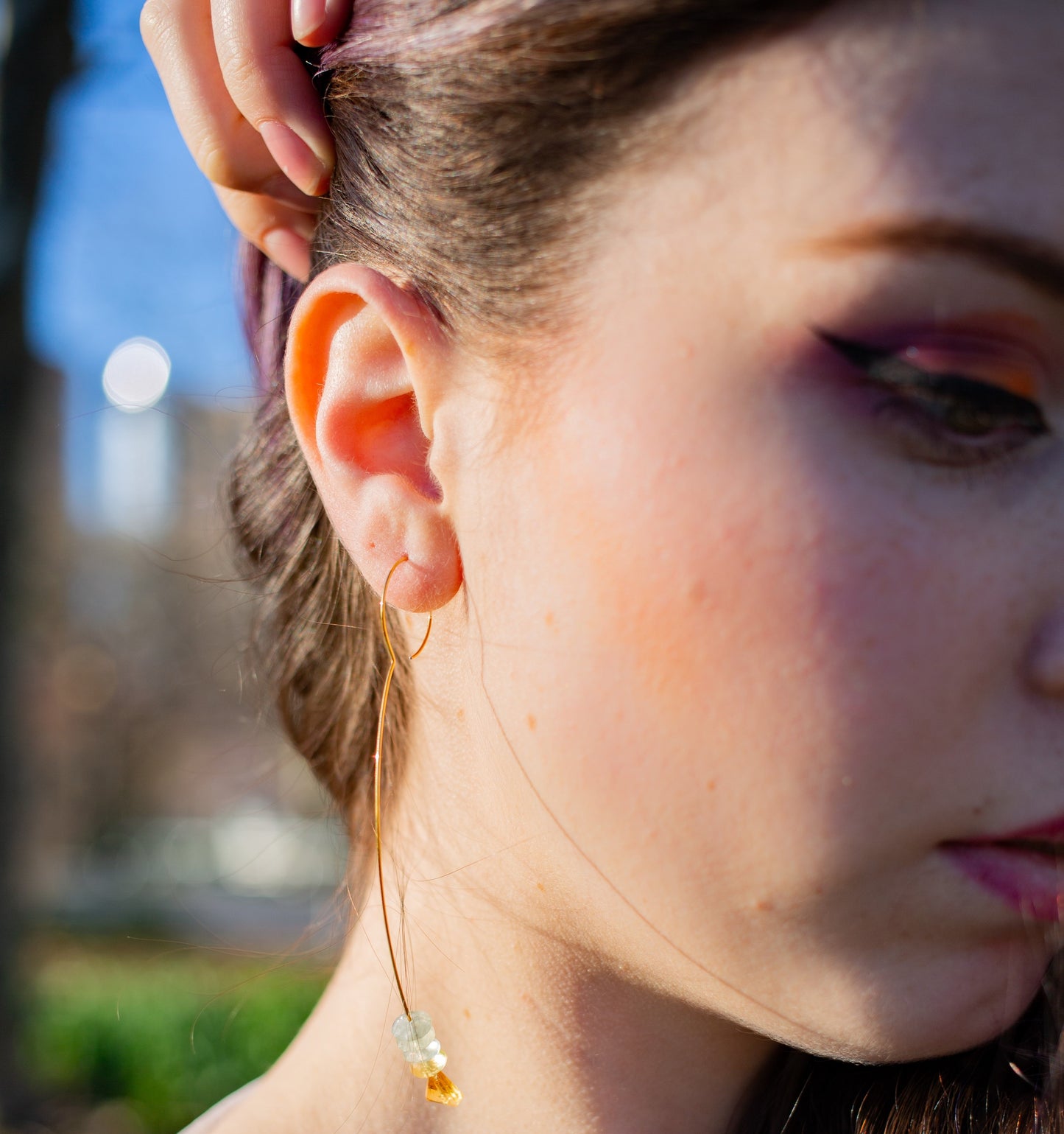 Medium Drop Earrings with Purple Amethyst Gemstone and Freshwater Pearls with colour options