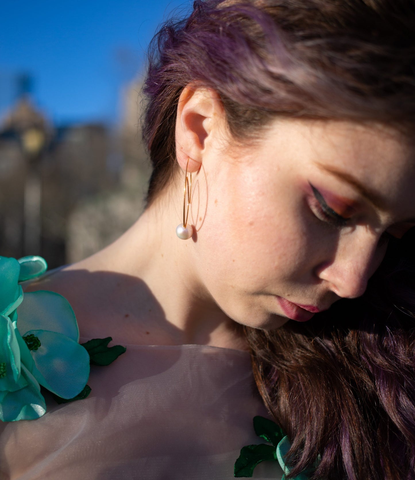 Cubist Earrings with Round Freshwater Pearls