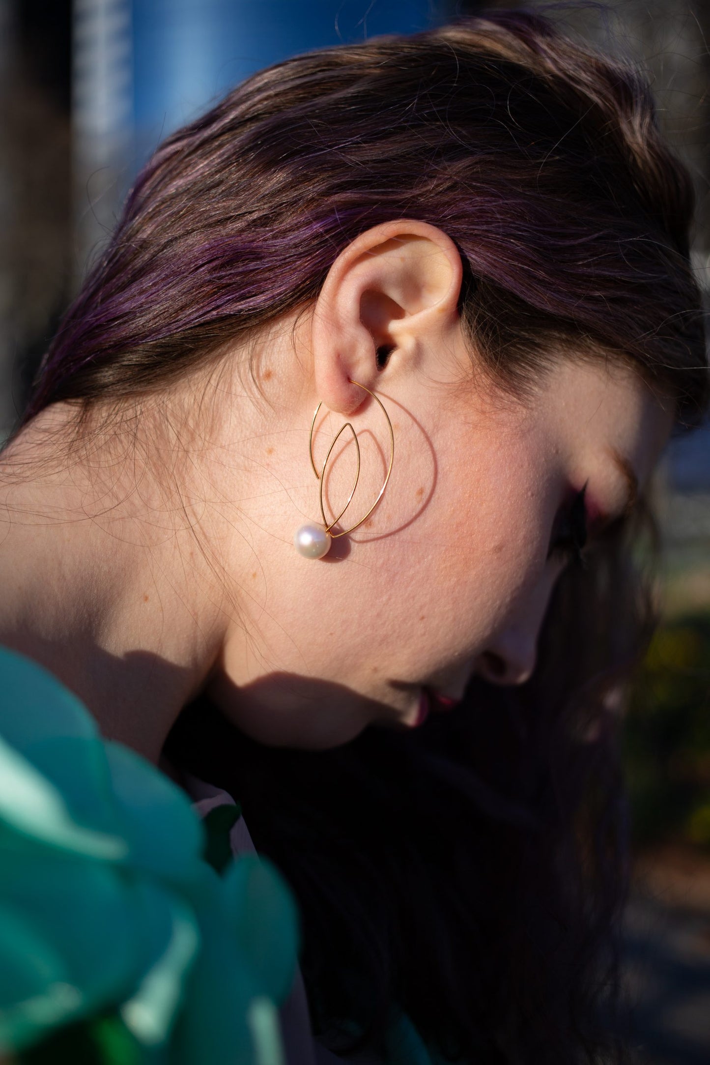Cubist Earrings with Round Freshwater Pearls