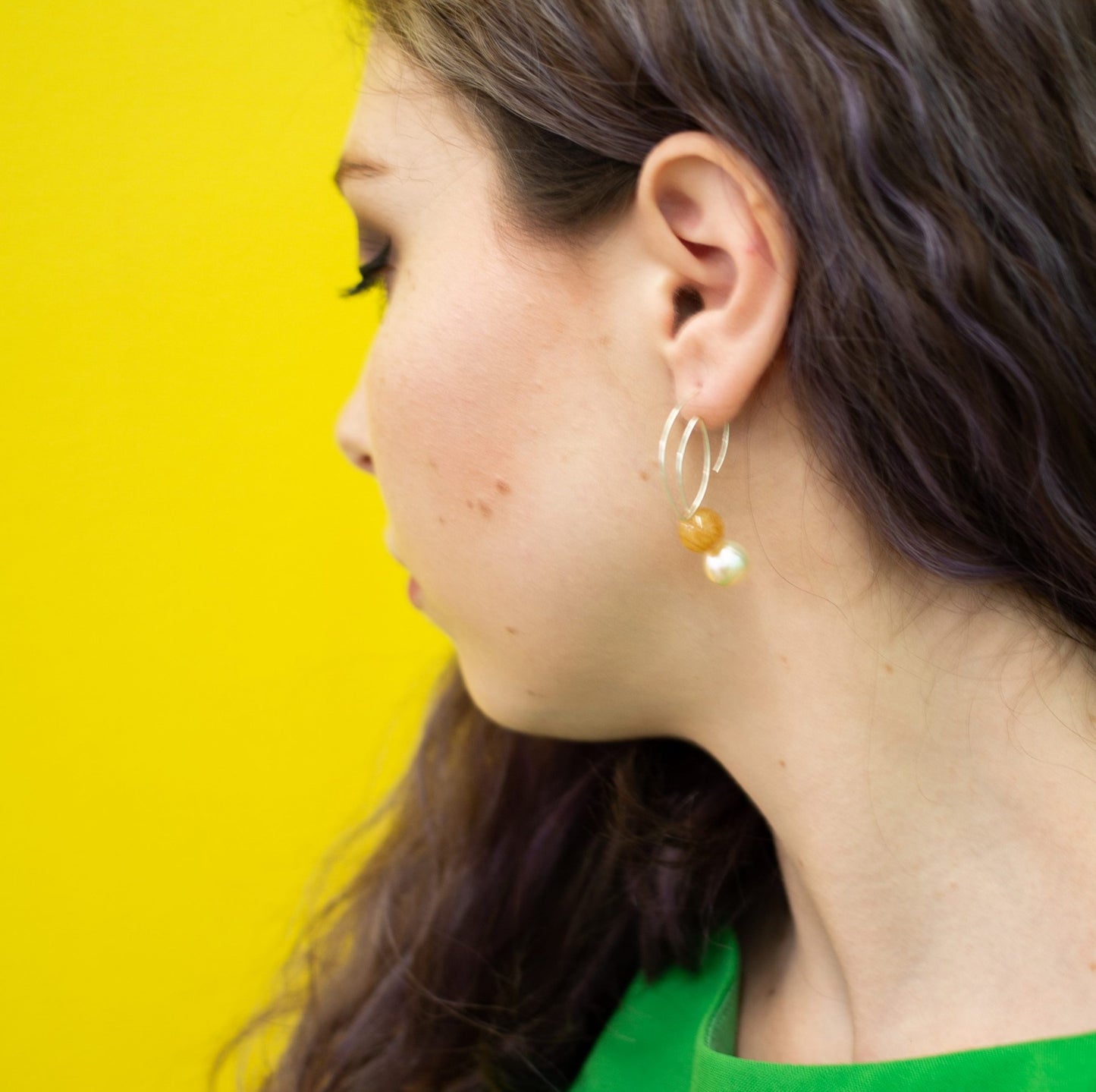 Cubist Earrings with Round Freshwater Pearls