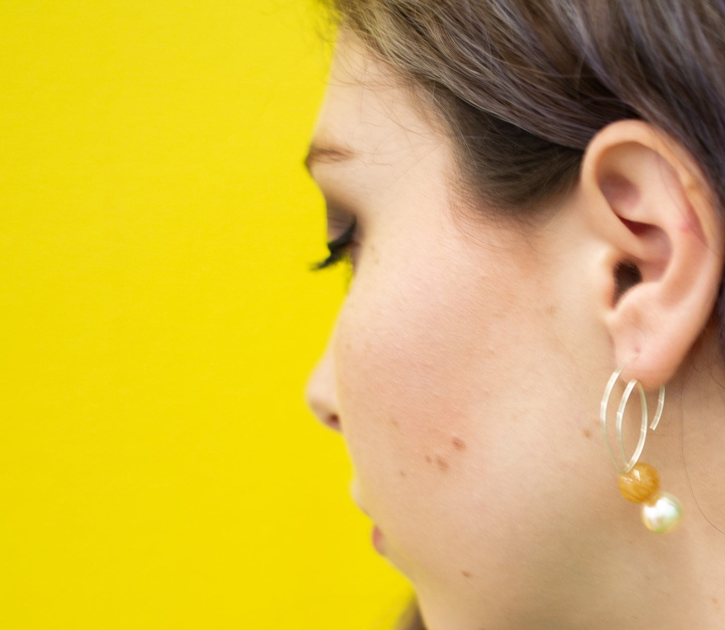 Cubist Earrings with Round Freshwater Pearls