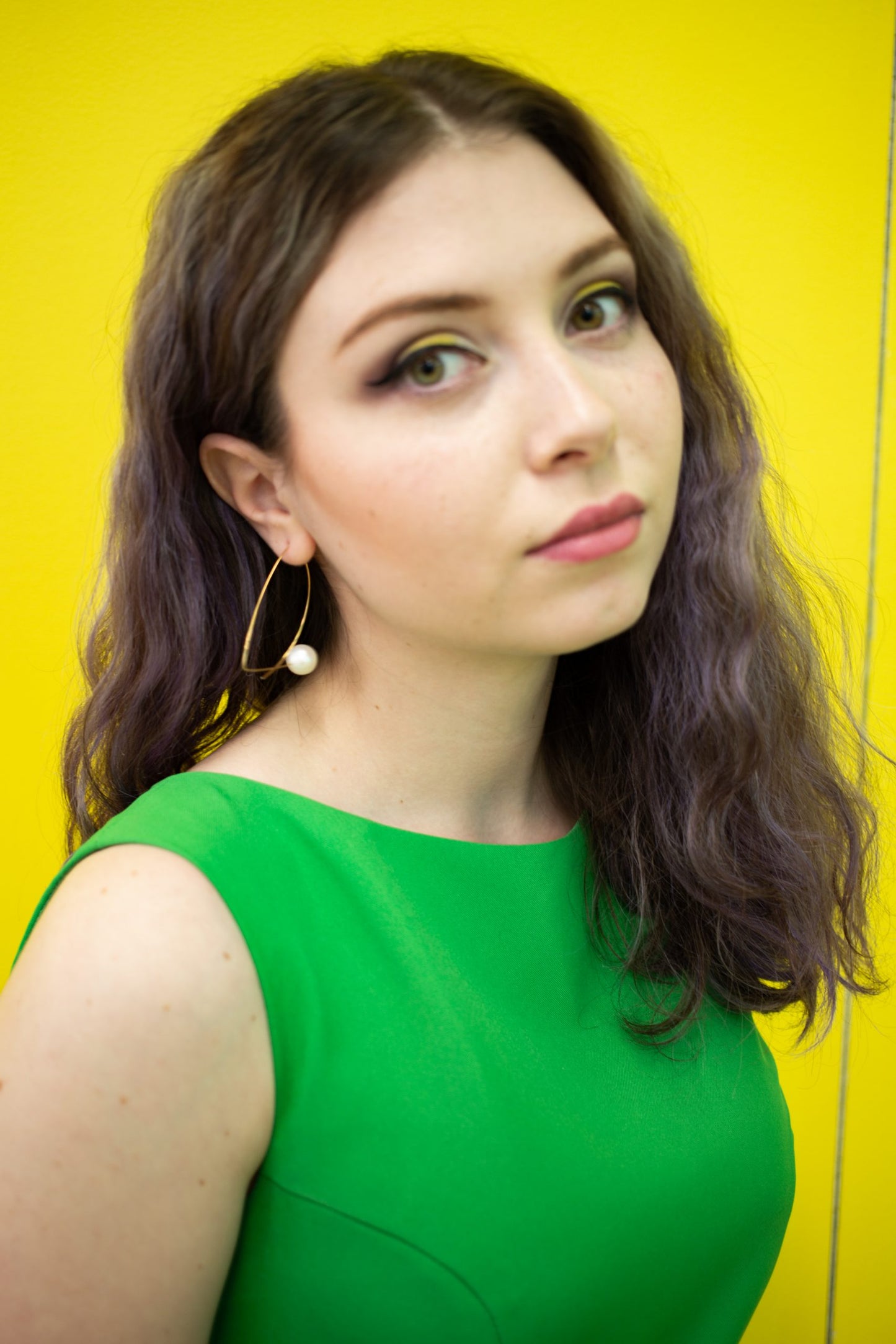 Large Triangle Earrings with Baroque Fresh Water Pearl