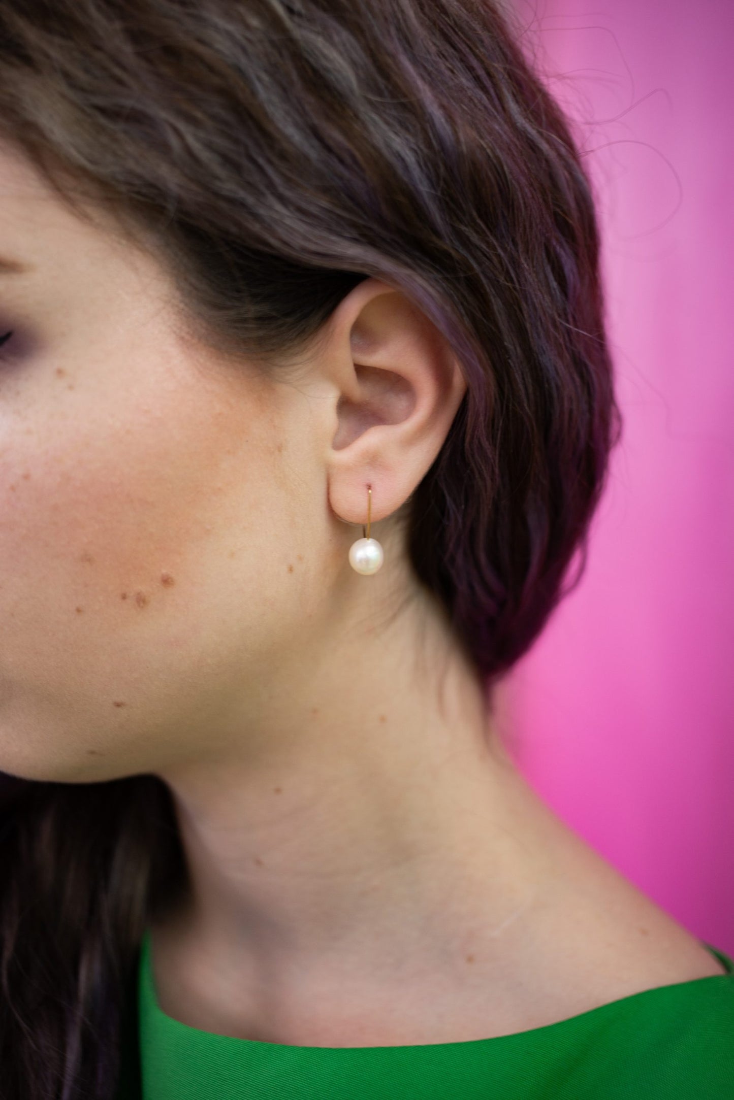 Angled Drop Earrings with White Fresh Water Pearl