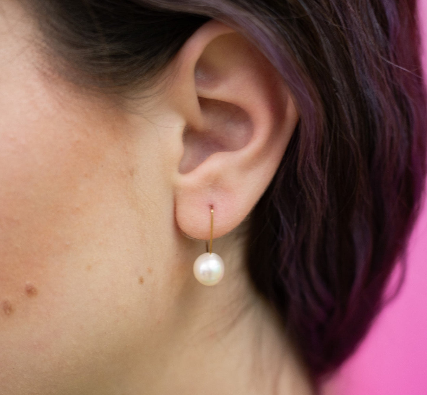 Angled Drop Earrings with White Fresh Water Pearl