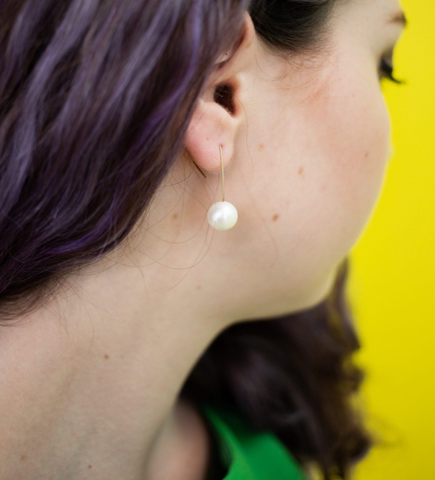 Angled Drop Earrings with White Fresh Water Pearl