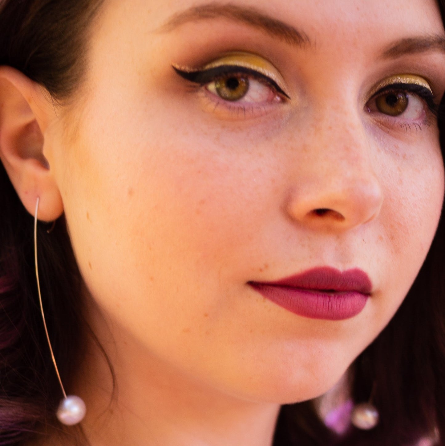 Medium Drop Earrings with Citrine Gemstone and Freshwater Pearls