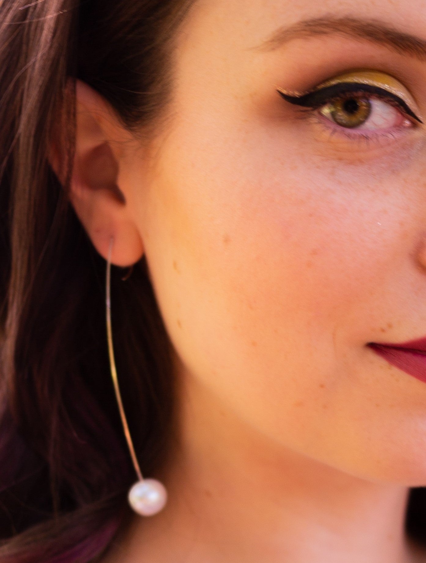 Medium Drop Earrings with Citrine Gemstone and Freshwater Pearls