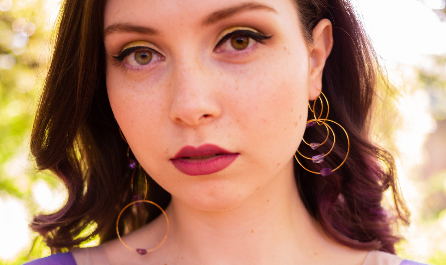 Multi Wear Earrings with Pyrite and Round Gem Beads