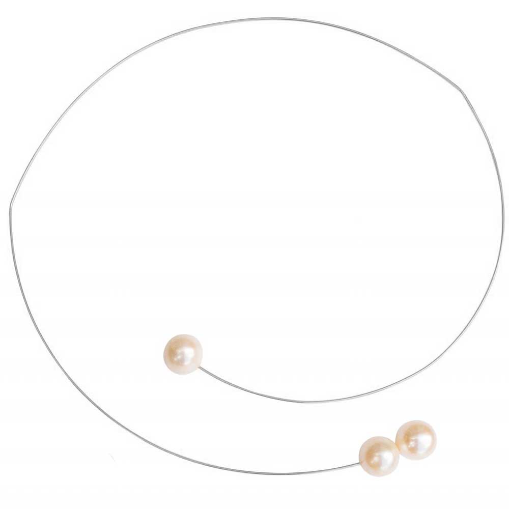 Asymmetric NeckWire with Round Freshwater Pearls