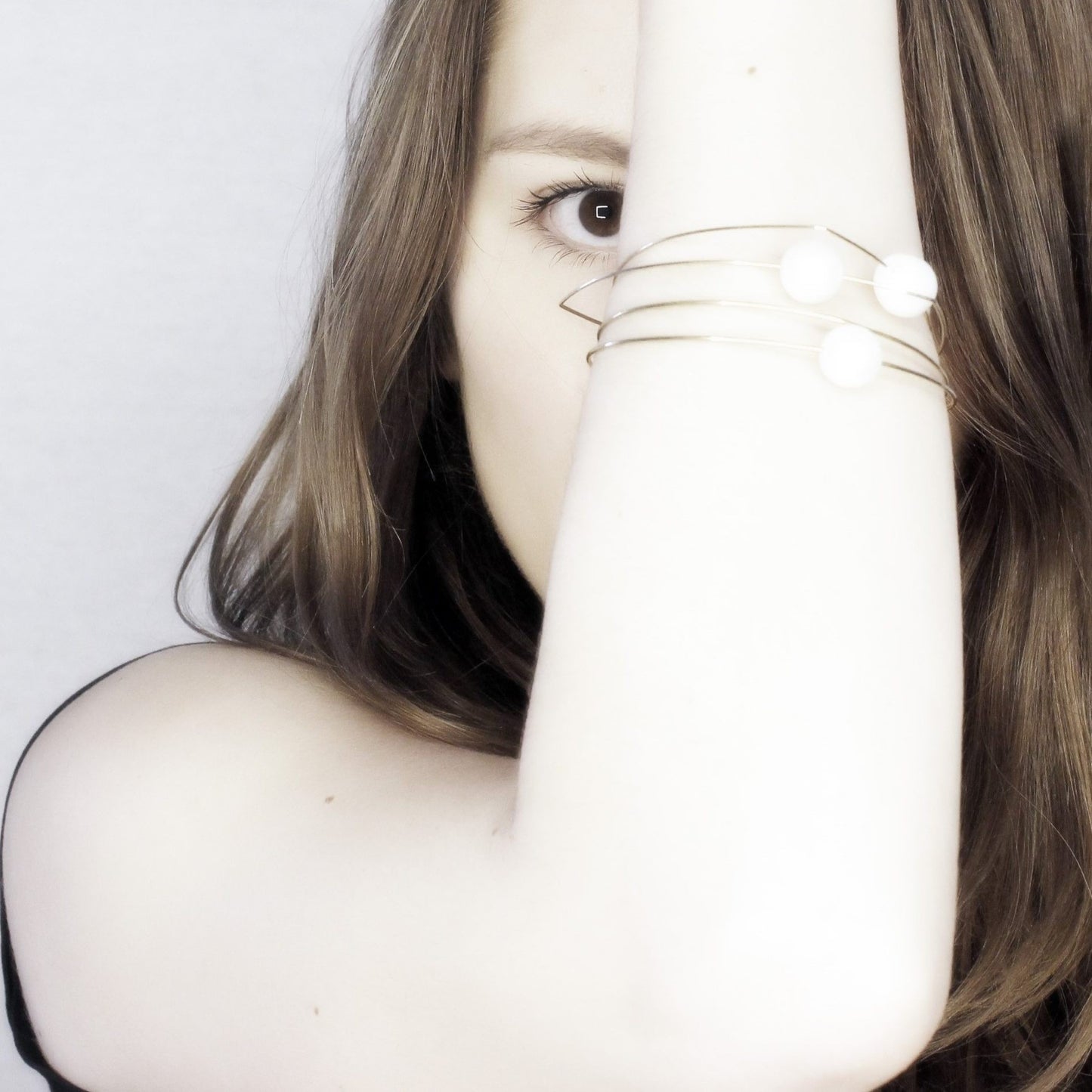 Triangle Bangle with Round Freshwater Pearls