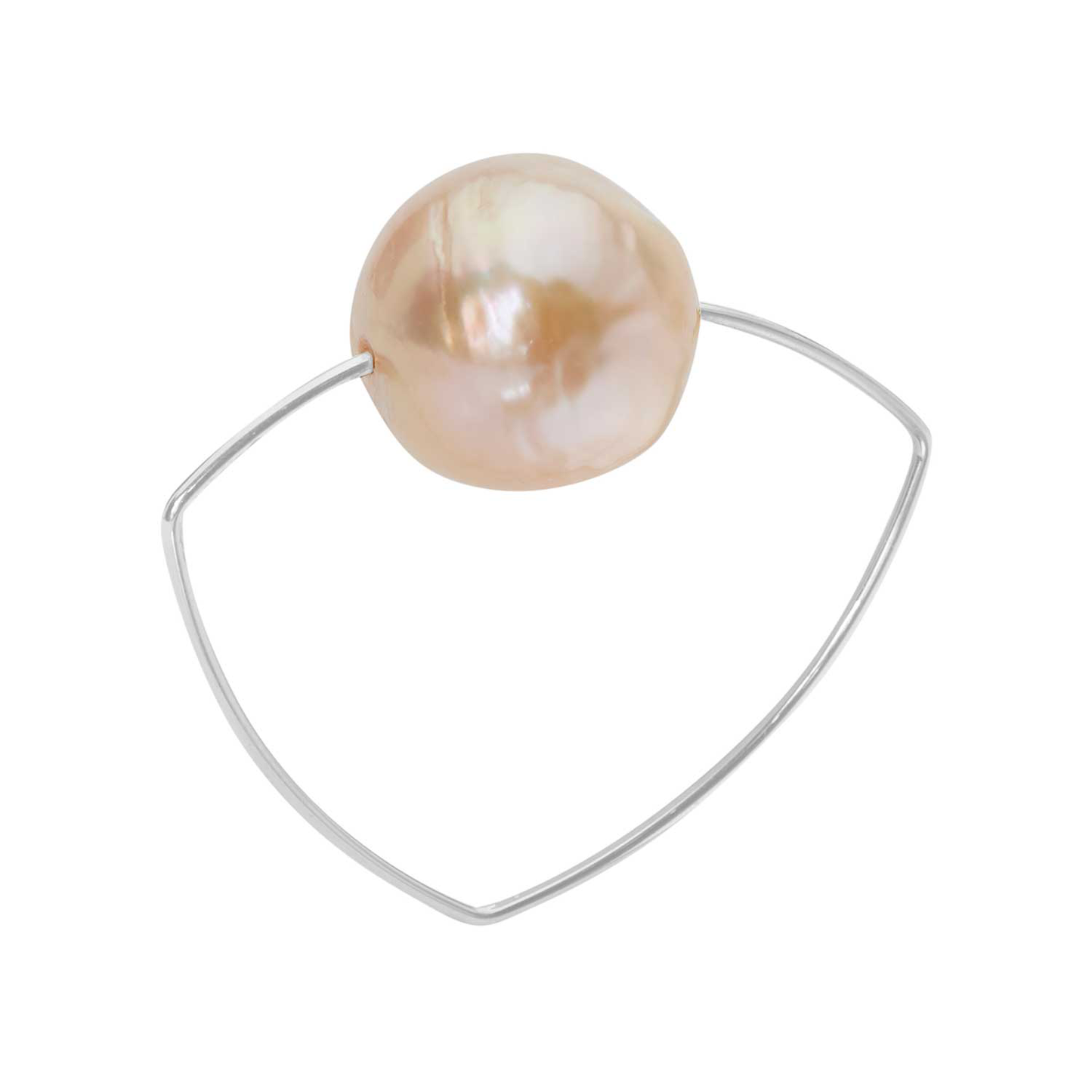 Triangle Ring with Peach Ripley Baroque or Freshwater Pearl (12mm)