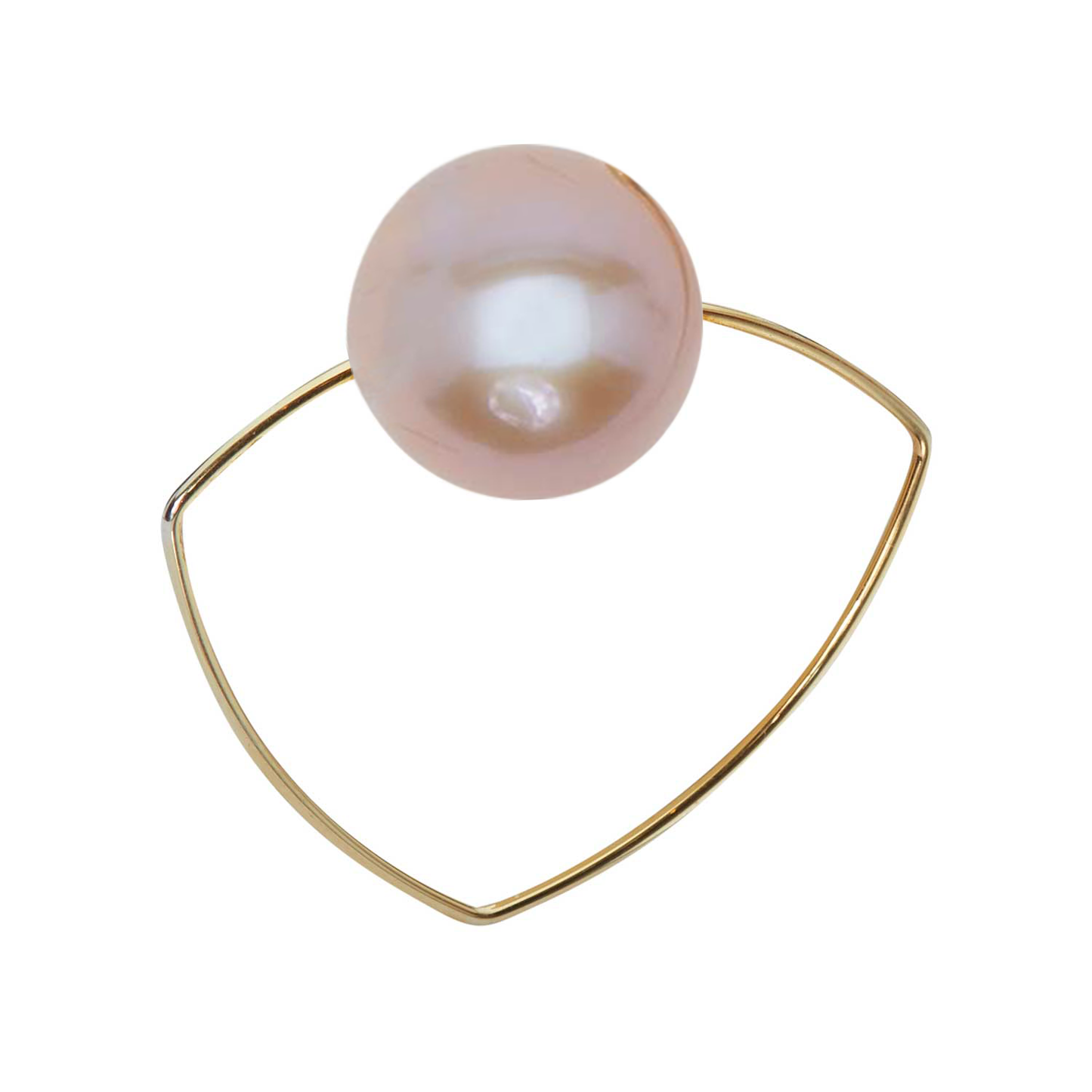 Triangle Ring with Peach Ripley Baroque or Freshwater Pearl (12mm)