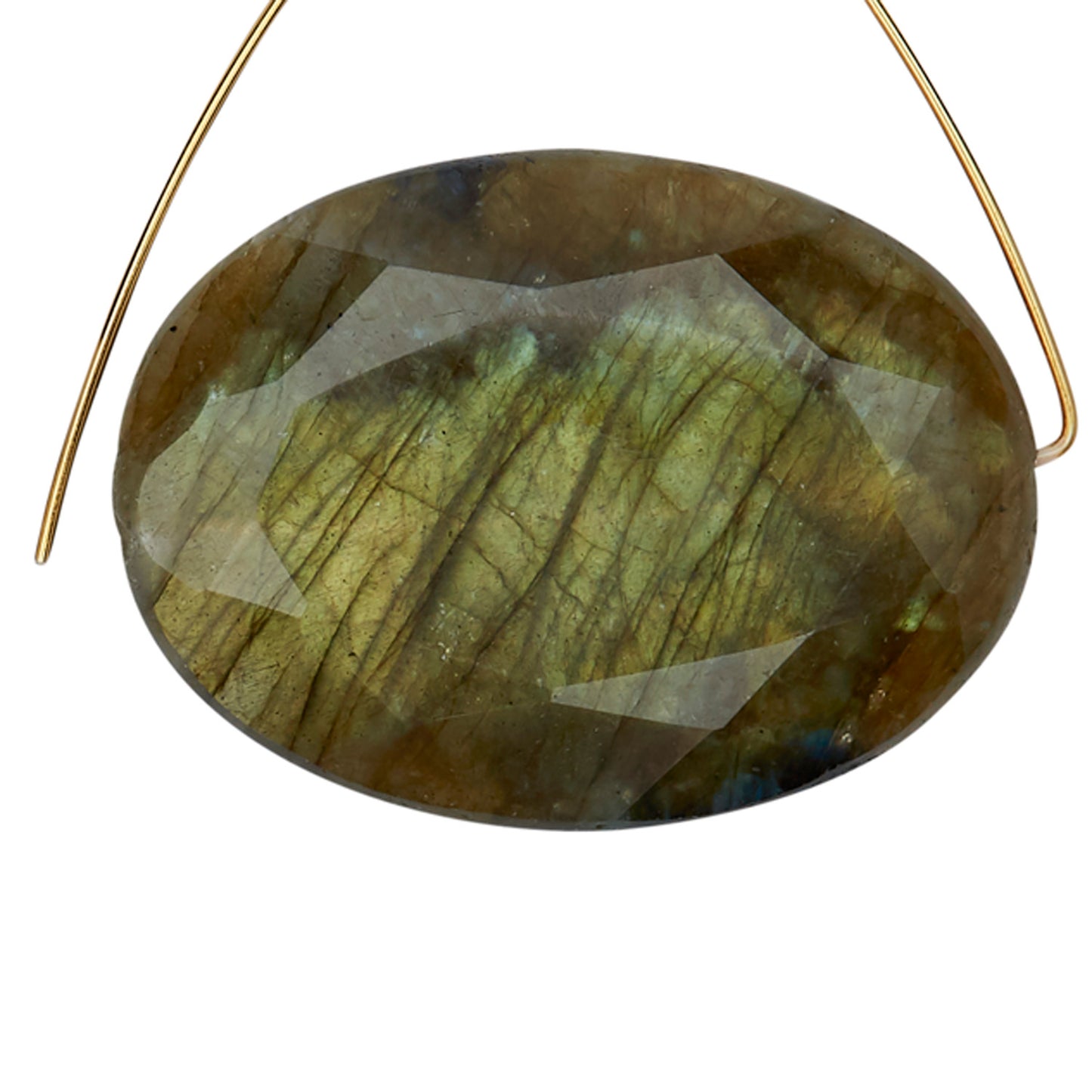 Large Triangle Earrings with Large Faceted Labradorite