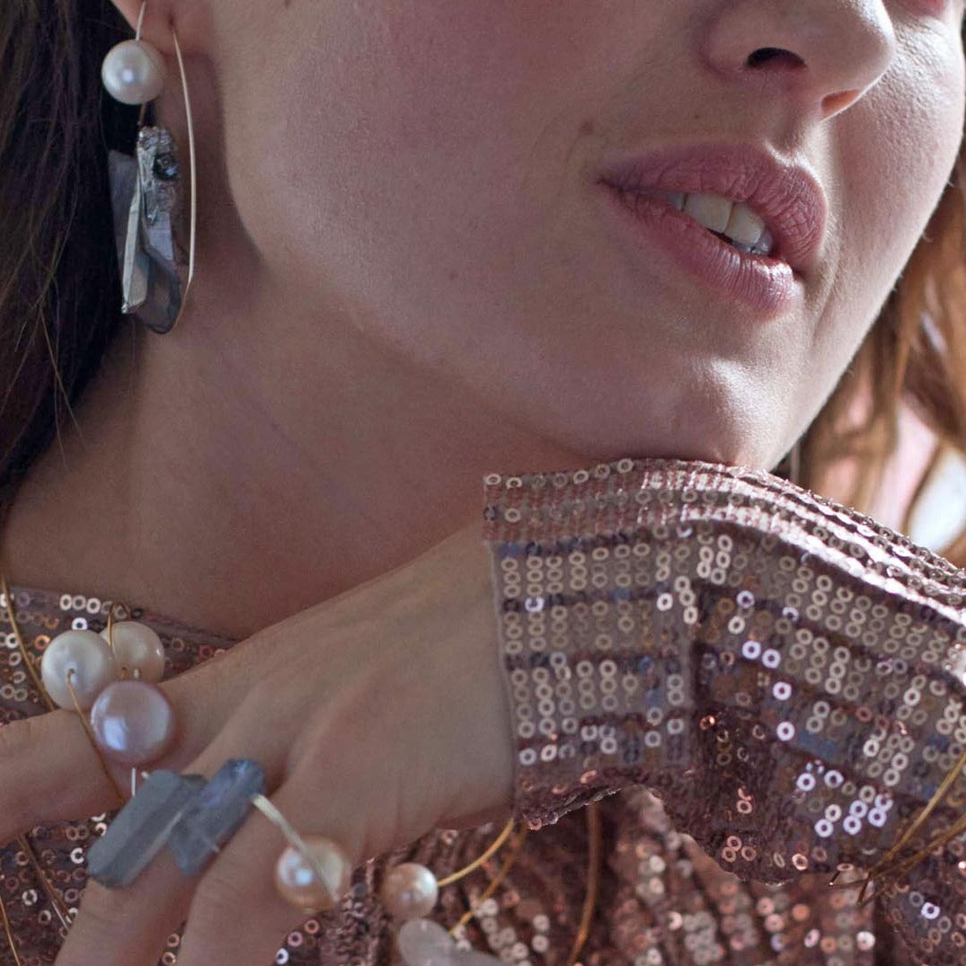 Square Ring with White Freshwater Pearl