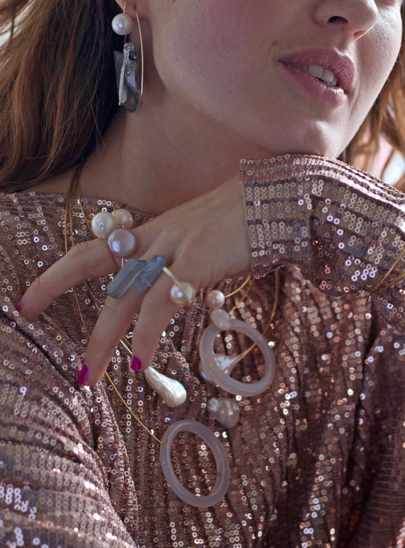 Triangle Ring with White Freshwater Pearl