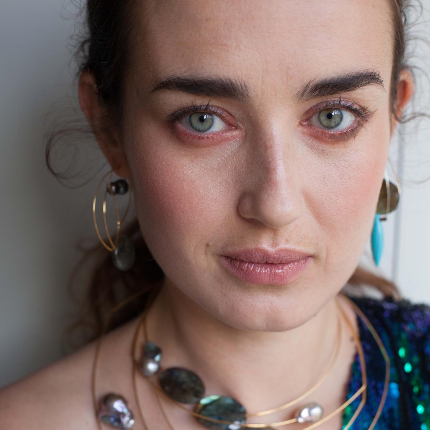 Pink Moonstone Gemstones with Round Freshwater Pearls