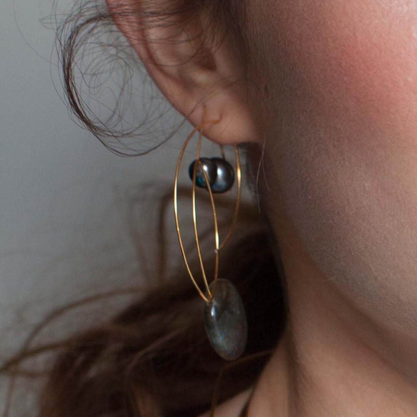 Pink Moonstone Gemstones with Round Freshwater Pearls