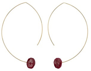 Angled Curve Earrings with hand-cut precious gems