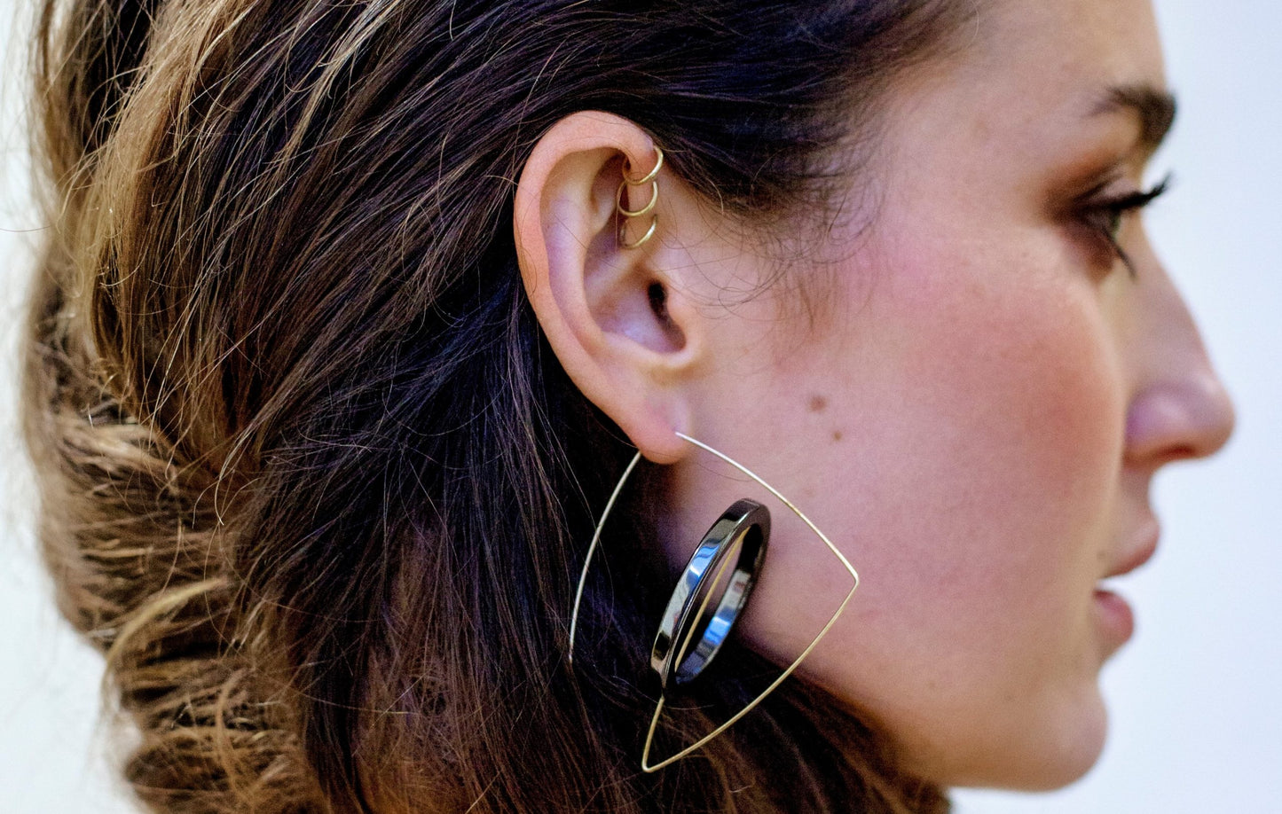 Large Asymmetric Earrings with Hematite