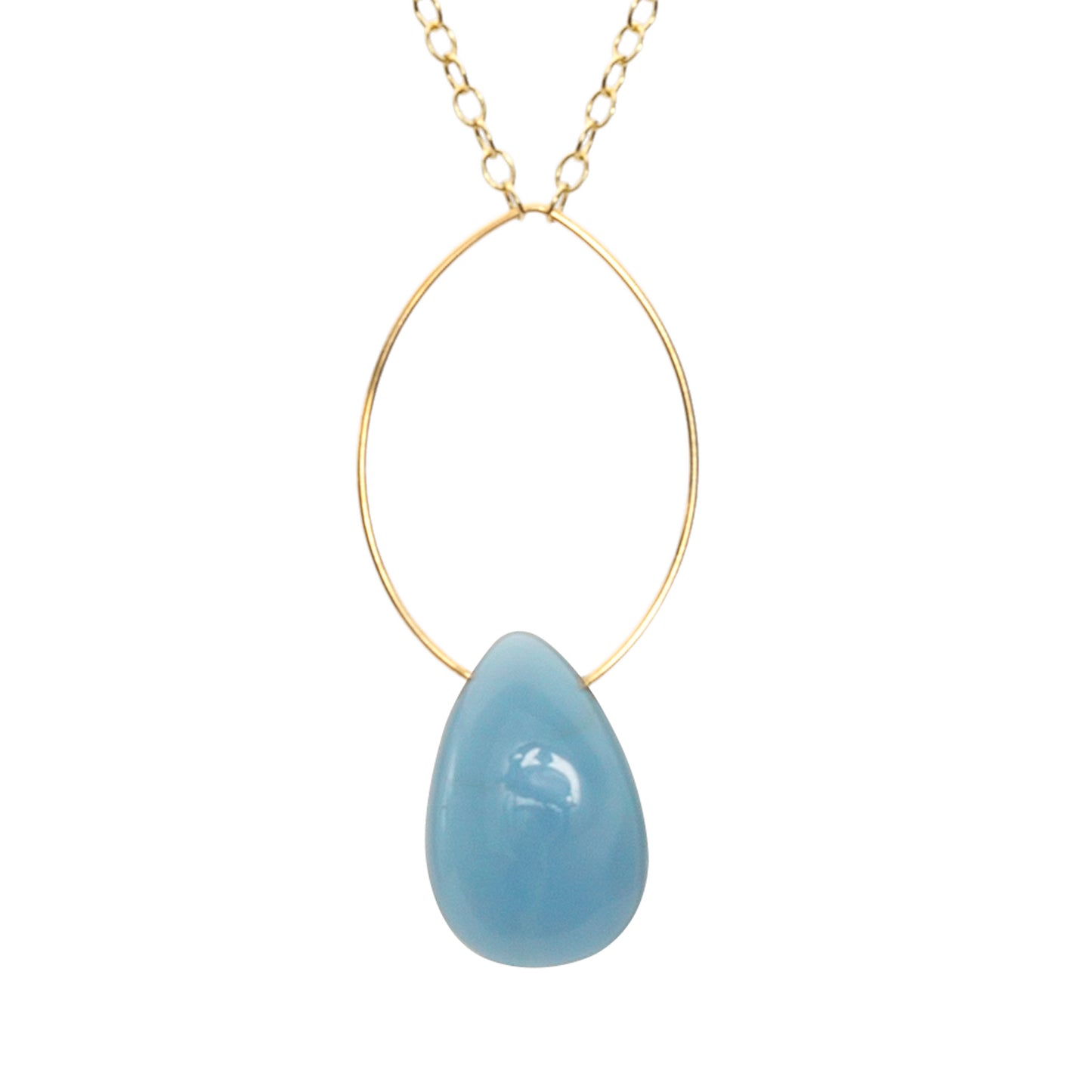 Oval Pendant Necklace with Angelite