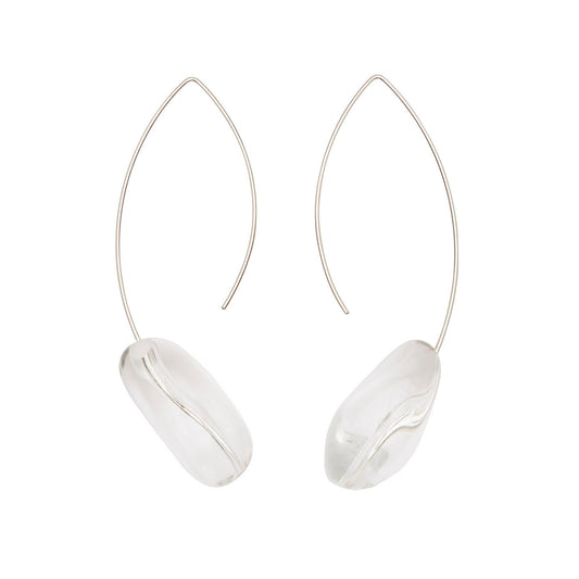 Long Curve Earrings with Rock Crystal