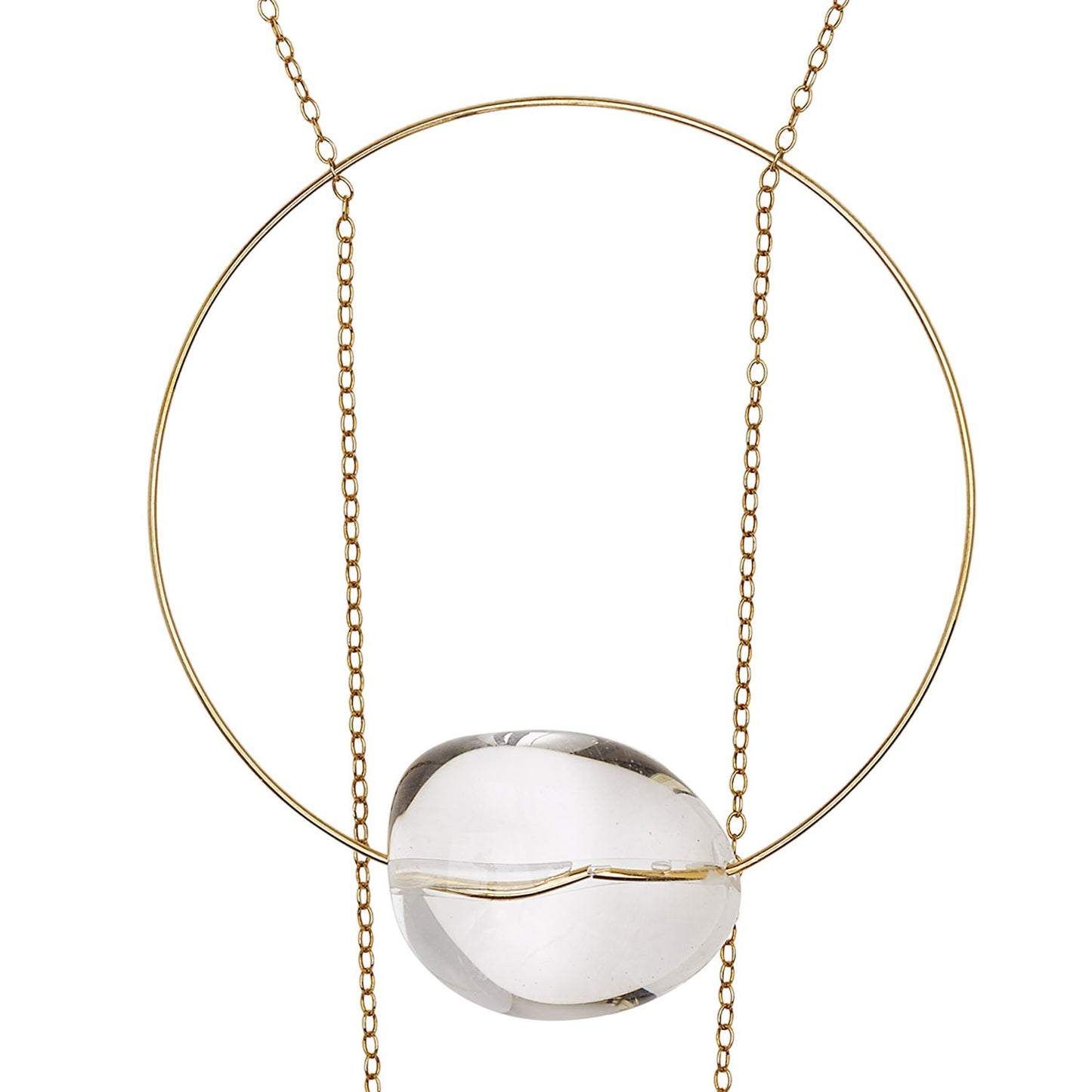 Large Circle Chain Necklace with Rock Crystal