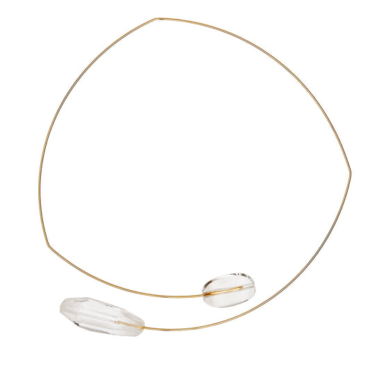 Square Asymmetric Neck Wire with Rock Crystal