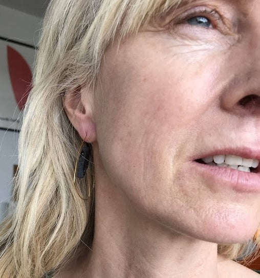 Large Triangular Earrings with marquise shaped gemstones