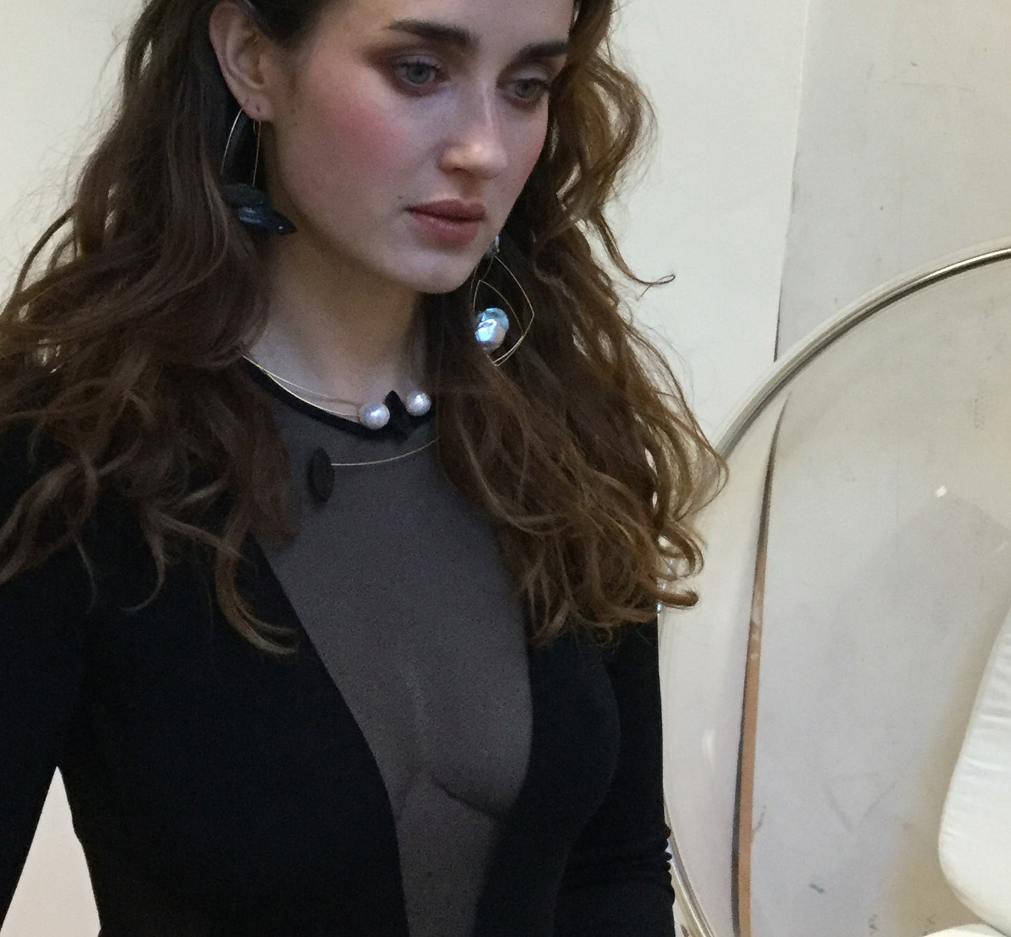 Square Asymmetric Neckwire with Black Tourmaline