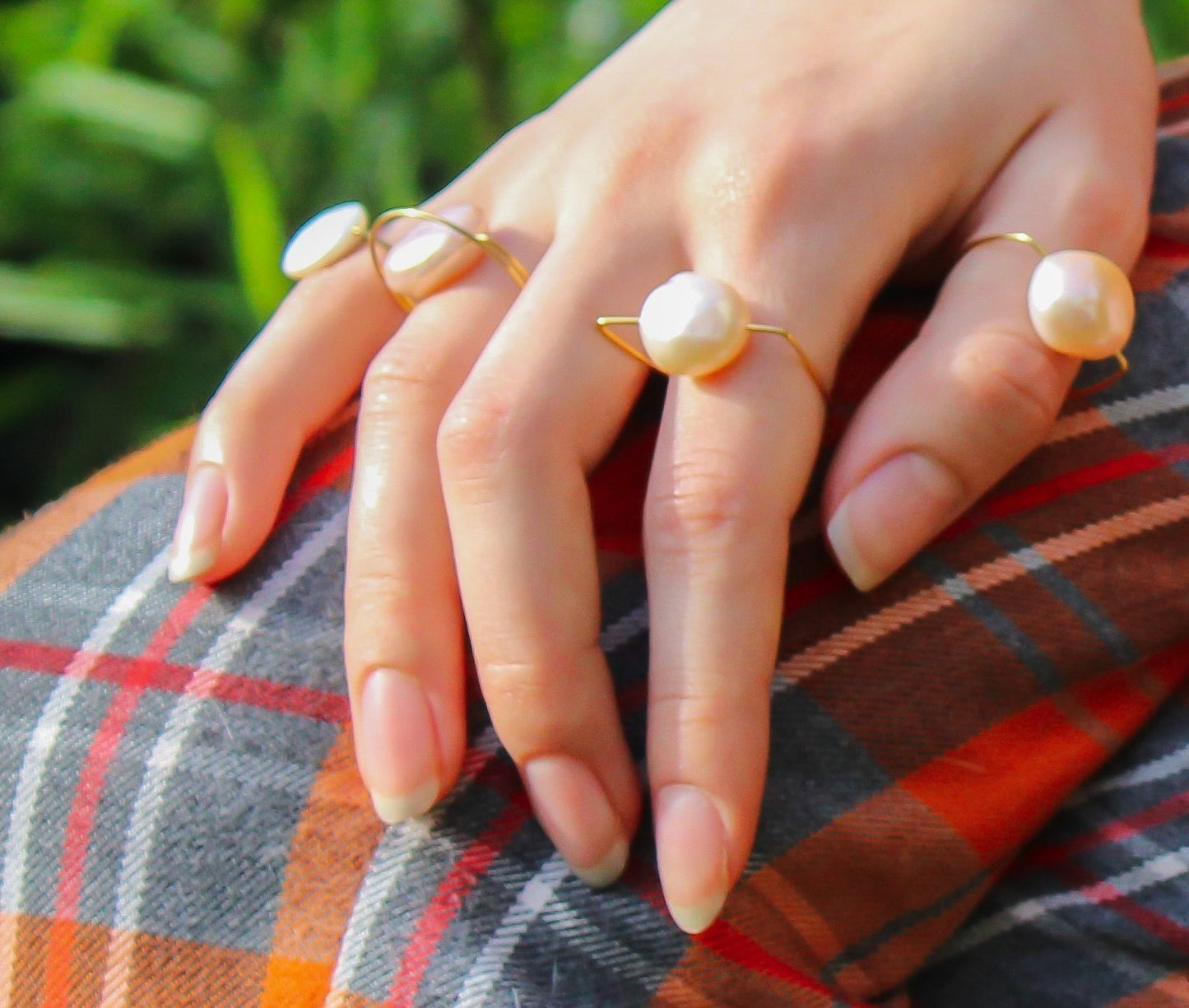 Teardrop Ring with Natural Freshwater Pearls