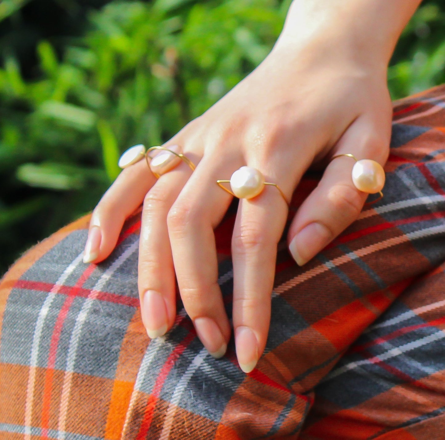 Circle Wrap Ring with Peach Ripley Baroque Pearl or Round Freshwater Pearl options