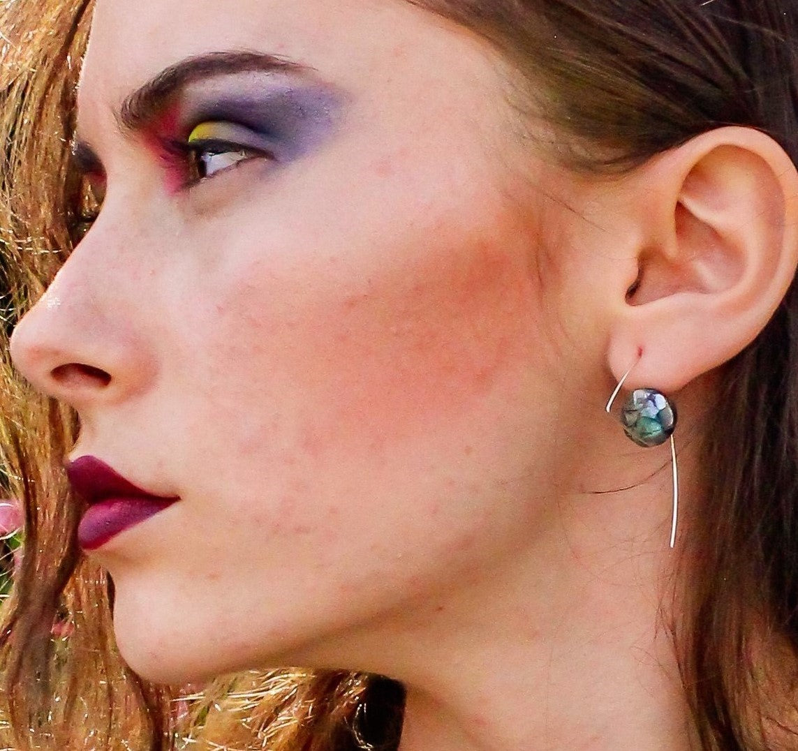 Medium Triangle Twist Earrings with Sliced Gems