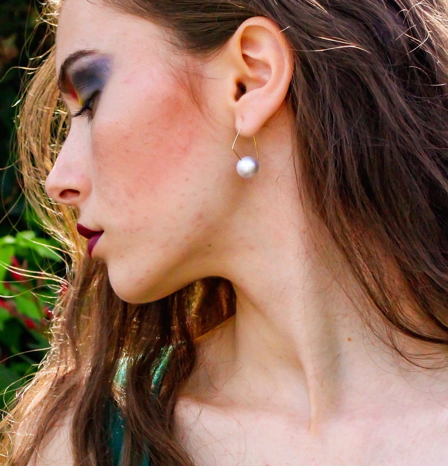 Petite Triangle Lobe Huggers with a choice of Freshwater Pearls and yoke yellow Heliodore