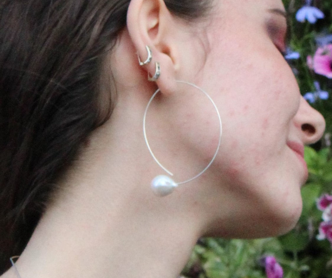 Angled Curve Earrings with hand-cut precious gems