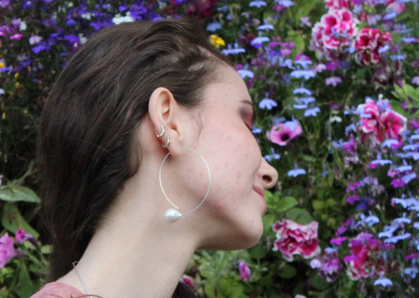 Angled Curve Earrings with hand-cut precious gems