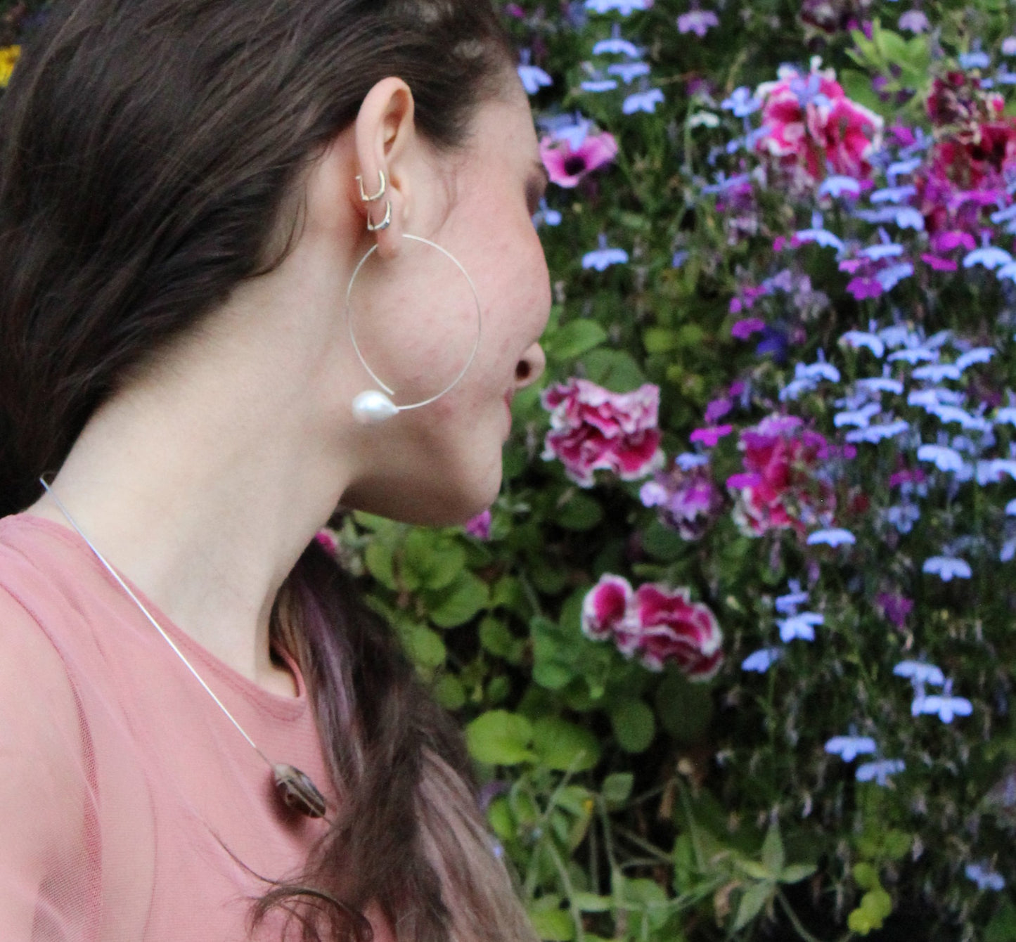 Angled Curve Earrings with hand-cut precious gems