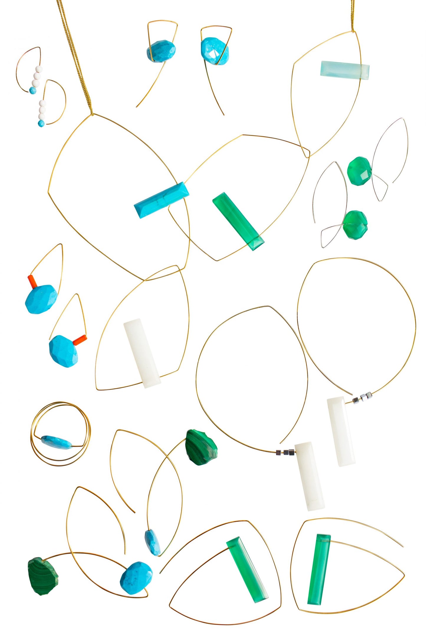 Petite Triangle Lobe Huggers with Orange Coral and Blue Turquoise