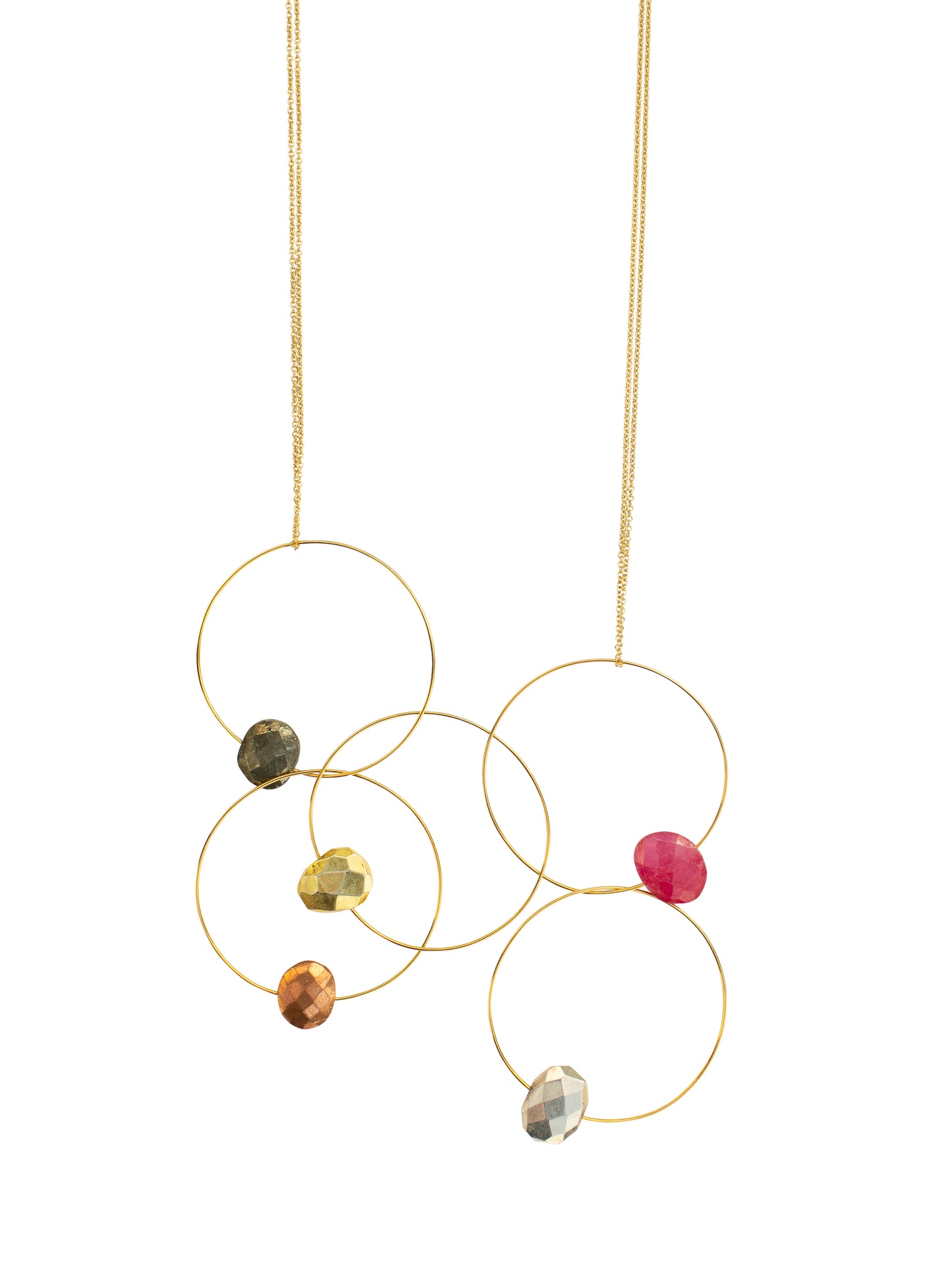 'Morph it!' Hoop Necklace with Multi Coloured Gemstones