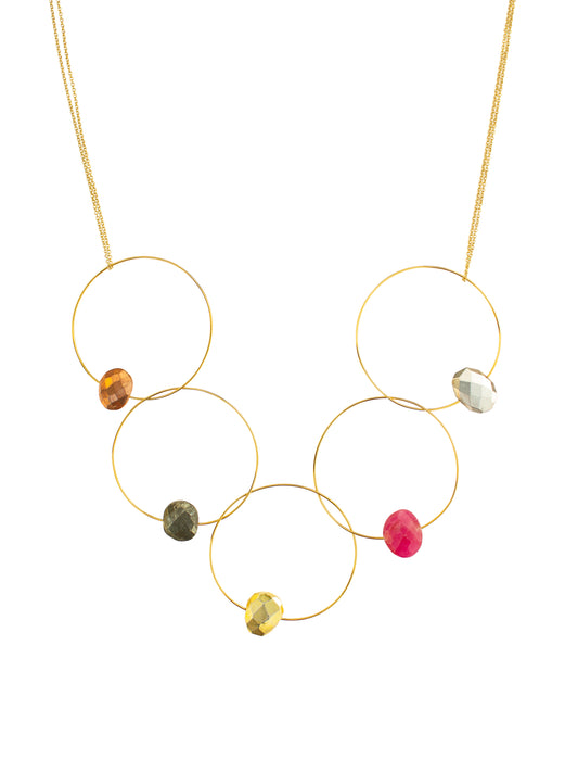 'Morph it!' Hoop Necklace with Multi Coloured Gemstones
