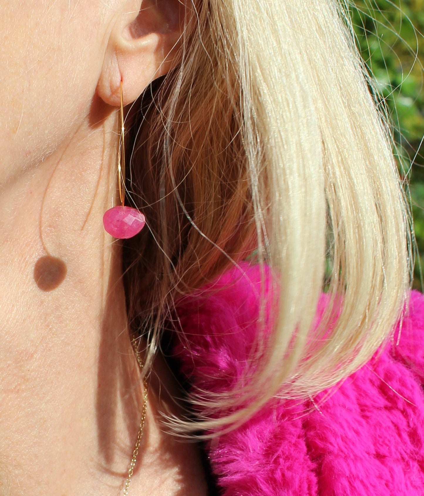 Drop Earrings with Sliced Gems