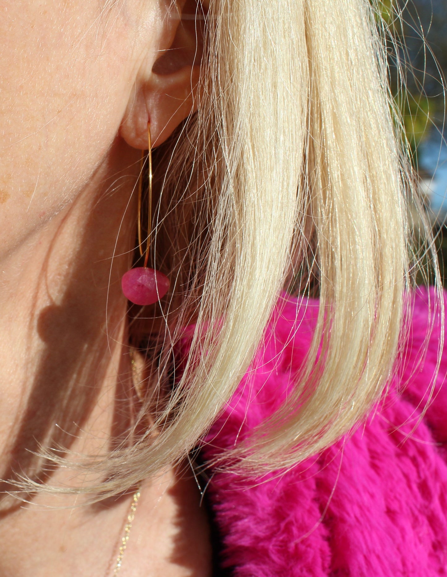 Drop Earrings with Sliced Gems